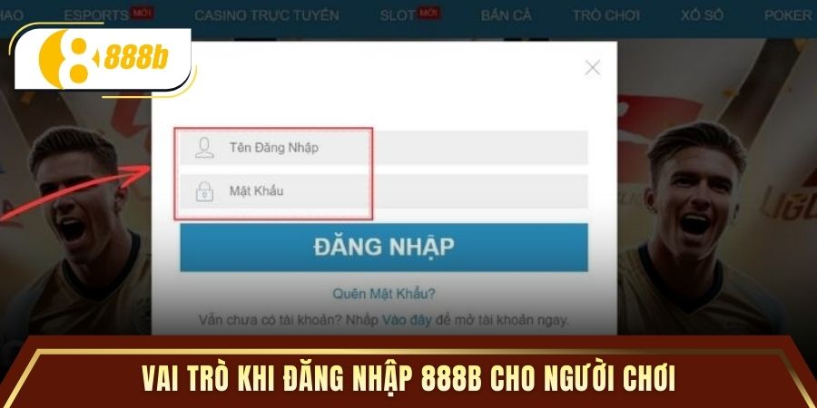 Vai trò khi đăng nhập 888B cho người chơi